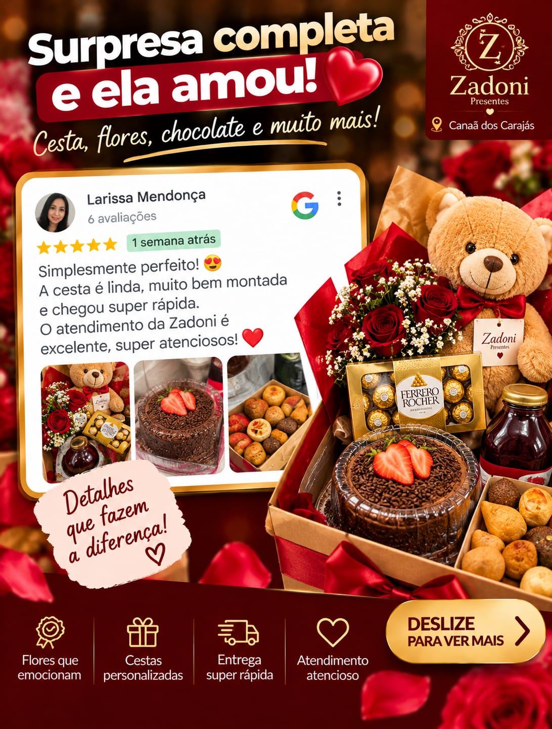 Arte da Zadoni com depoimento de Larissa Mendonça