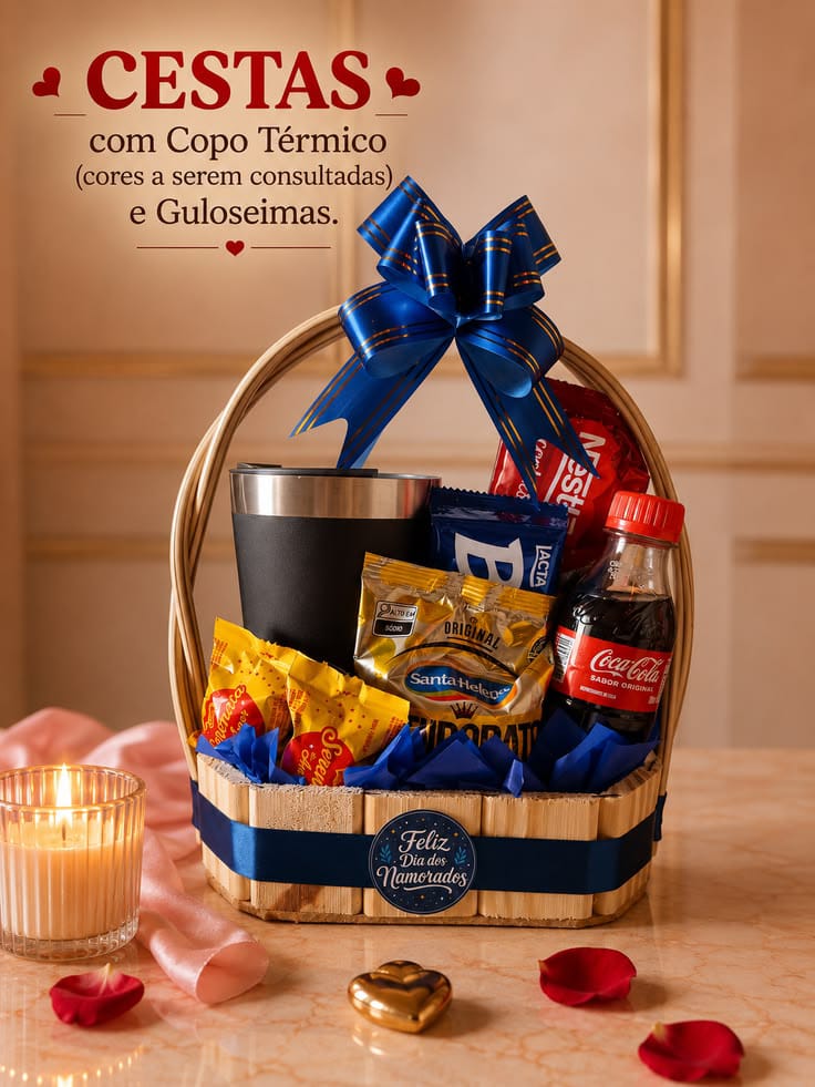 Cesta personalizada da Zadoni com itens e detalhes decorativos